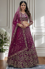 Beautiful Purple Color Net Fabric Party Wear Lehenga