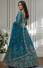 Beautiful Turquoise Color Net Fabric Party Wear Lehenga