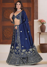 Angelic Blue Color Chinon Fabric Party Wear Lehenga