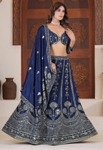 Angelic Blue Color Chinon Fabric Party Wear Lehenga