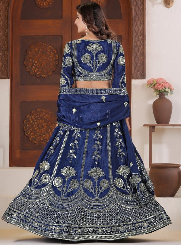 Angelic Blue Color Chinon Fabric Party Wear Lehenga