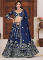 Angelic Blue Color Chinon Fabric Party Wear Lehenga