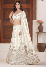 Angelic White Color Chinon Fabric Party Wear Lehenga