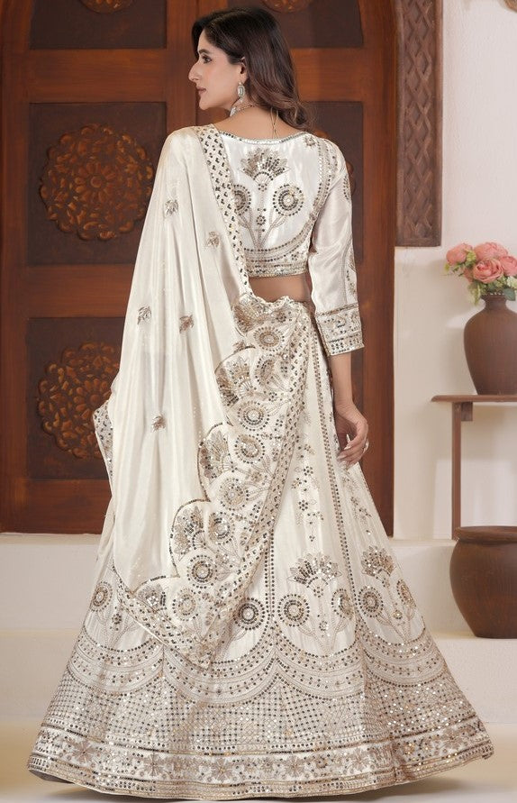 Angelic White Color Chinon Fabric Party Wear Lehenga