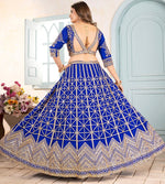 Ideal Blue Color Chinon Fabric Party Wear Lehenga