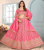 Ideal Pink Color Chinon Fabric Party Wear Lehenga