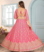 Ideal Pink Color Chinon Fabric Party Wear Lehenga