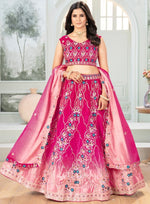 Stunning Pink Color Chinon  Fabric Party Wear Lehenga