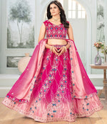 Stunning Pink Color Chinon  Fabric Party Wear Lehenga