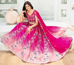 Stunning Pink Color Chinon  Fabric Party Wear Lehenga