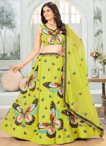 Stunning Green Color Georgette Fabric Party Wear Lehenga