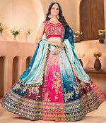 Stunning Multi Color Chinon  Fabric Party Wear Lehenga