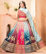 Stunning Multi Color Chinon  Fabric Party Wear Lehenga