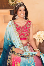 Stunning Multi Color Chinon  Fabric Party Wear Lehenga