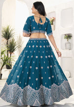 Beautiful Teal Color Georgette  Fabric Party Wear Lehenga