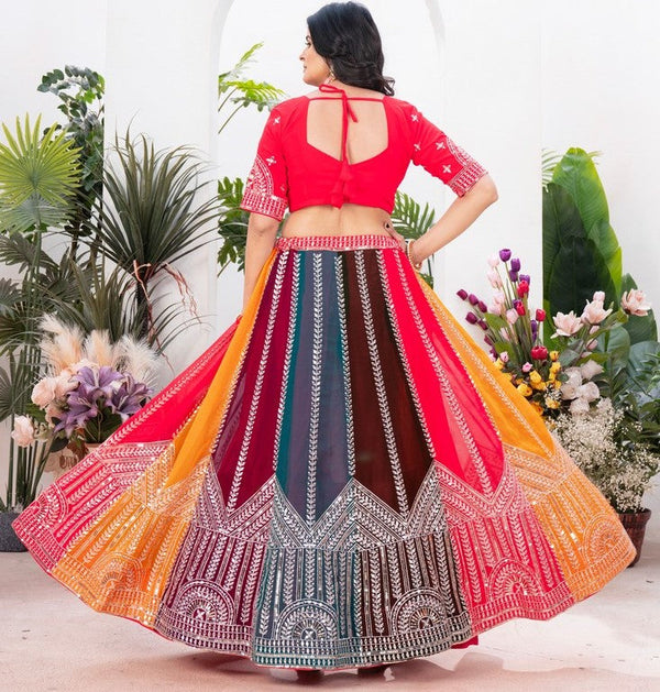 Beautiful Multi Color Georgette  Fabric Party Wear Lehenga