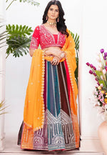 Beautiful Multi Color Georgette  Fabric Party Wear Lehenga