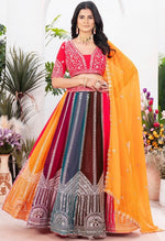 Beautiful Multi Color Georgette  Fabric Party Wear Lehenga