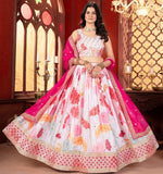 Beautiful White Color Chinon Fabric Party Wear Lehenga