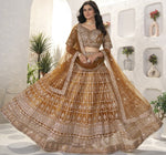 Beautiful Brown Color Net Fabric Party Wear Lehenga