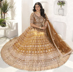 Beautiful Brown Color Net Fabric Party Wear Lehenga