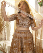 Beautiful Brown Color Net Fabric Party Wear Lehenga