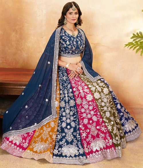 Superb Multi Color Georgette  Fabric Party Wear Lehenga