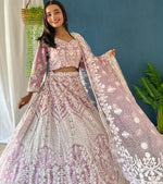 Superb Pink Color Net Fabric Party Wear Lehenga