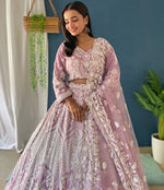 Superb Pink Color Net Fabric Party Wear Lehenga