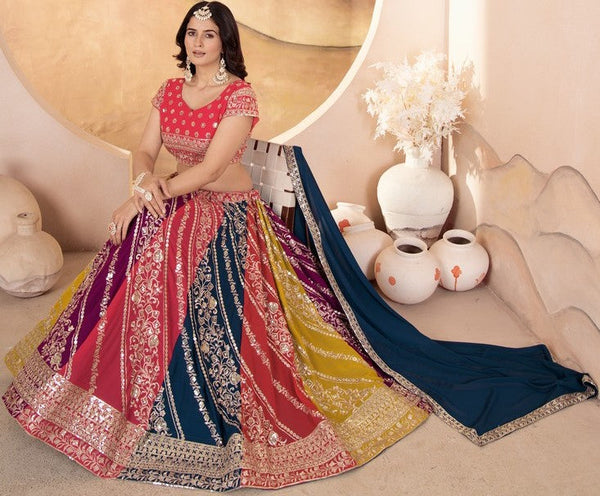 Superb Multi Color Georgette  Fabric Party Wear Lehenga