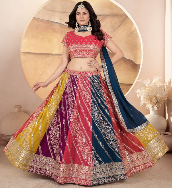 Superb Multi Color Georgette  Fabric Party Wear Lehenga