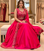 Superb Magenta Color Satin Fabric Party Wear Lehenga