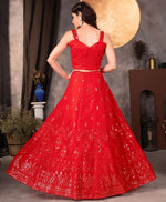 Superb Red Color Georgette  Fabric Party Wear Lehenga