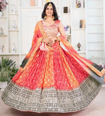 Superb Multi Color Chinon Fabric Party Wear Lehenga