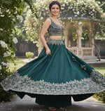 Classy Green Color Silk Fabric Party Wear Lehenga