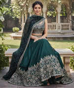 Classy Green Color Silk Fabric Party Wear Lehenga