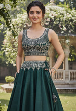 Classy Green Color Silk Fabric Party Wear Lehenga