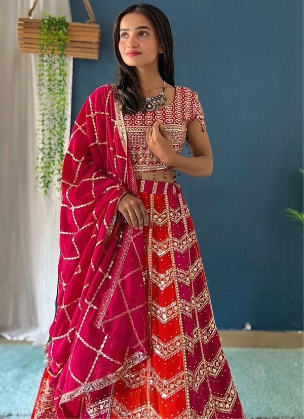 Classy Multi Color Georgette Fabric Party Wear Lehenga