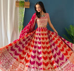 Classy Multi Color Georgette Fabric Party Wear Lehenga