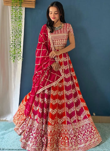Classy Multi Color Georgette Fabric Party Wear Lehenga
