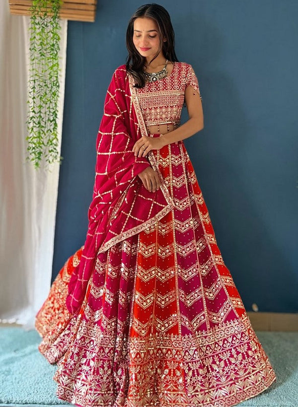 Classy Multi Color Georgette Fabric Party Wear Lehenga