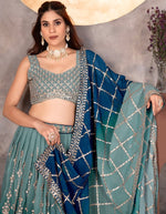 Classy Blue Color Georgette Fabric Party Wear Lehenga