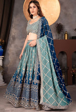 Classy Blue Color Georgette Fabric Party Wear Lehenga
