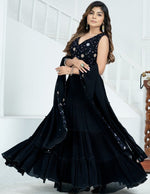 Classy Black Color Georgette Fabric Party Wear Lehenga