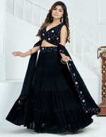 Classy Black Color Georgette Fabric Party Wear Lehenga