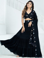 Classy Black Color Georgette Fabric Party Wear Lehenga