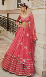 Superb Red Color Georgette Fabric Party Wear Lehenga