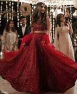 Superb Red Color Georgette Fabric Party Wear Lehenga