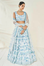 Superb White Color Georgette Fabric Party Wear Lehenga