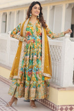 Divine Multi Color Silk Fabric Gown